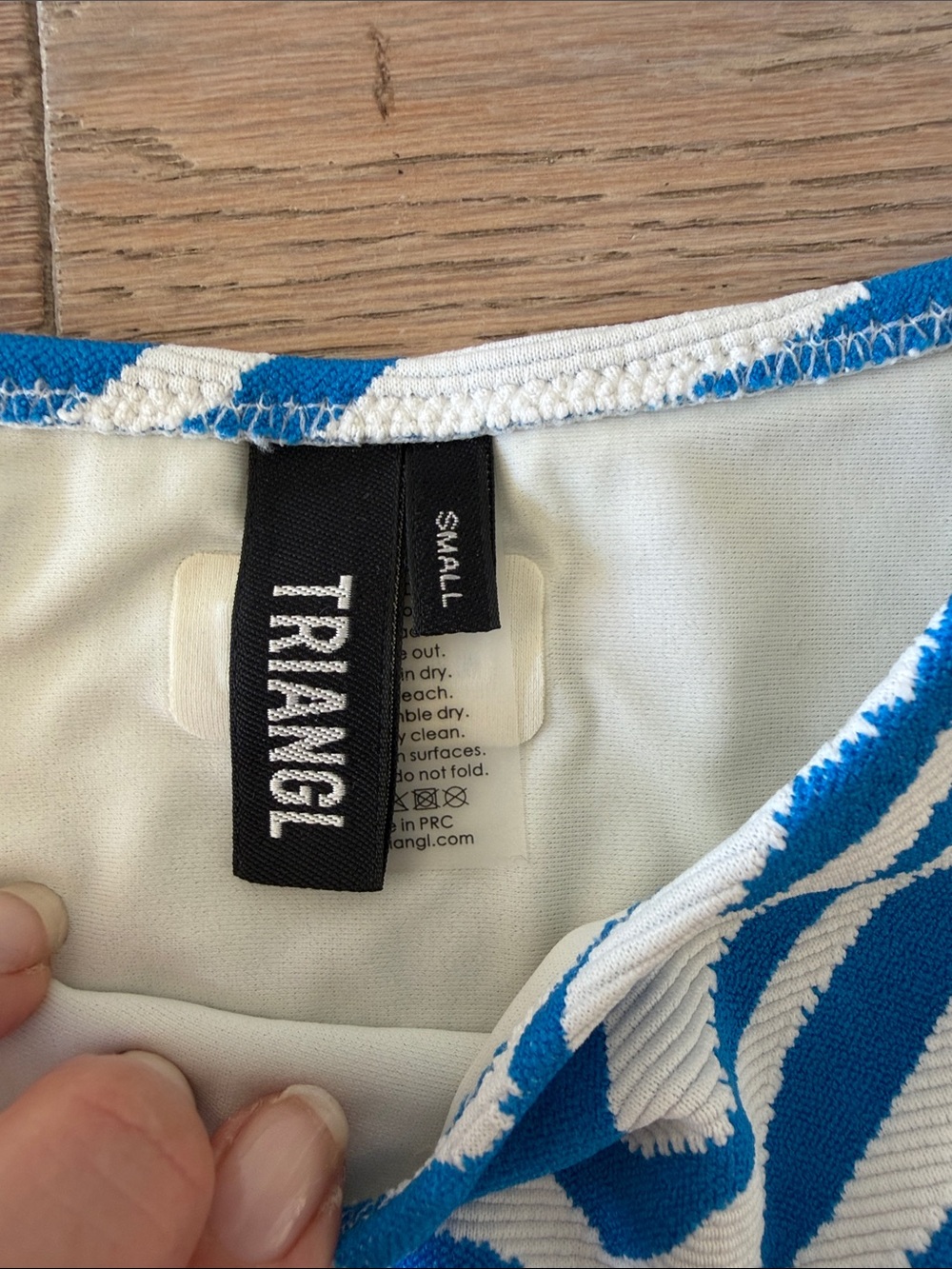 triangl swimwear Blue and White Zebra Stripe Bikini with Tech Pouch - Picture 2 of 8
